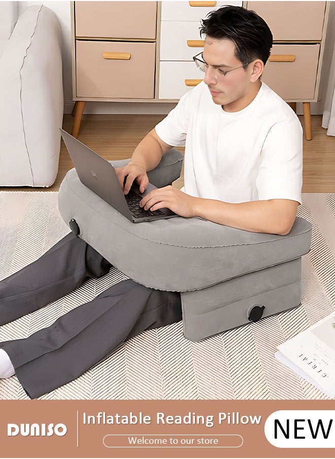 DUNISO - Inflatable Reading Pillow for Gaming Foldable Lap Desk Pillow for Reading, Working, Crocheting, Large Arm Rest Pillow for Adult Height Adjustable Laptop Pillow for Lap or Sitting in Bed Sofa Floor - Image 1