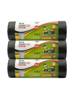 Tru Garbage Bags Compact Roll Black 75x103cm 50Gallon (20pc x 3Rolls) 60bags  - Image 1