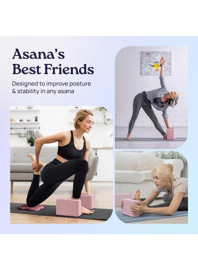 YOUWE7 3 قطع يوغا لدعم المعصم؛ قطع يوغا (عبوة من قطعتين) مع وسادات للركبة؛ قطع يوغا (عبوة من قطعتين) مع حزام لتخفيف الوزن على المعصمين؛ مجموعة مكعبات يوغا متينة ومتعددة الاستخدامات - Image 2