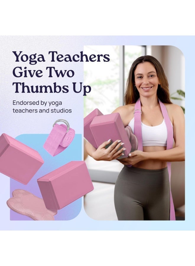 YOUWE7 3 قطع يوغا لدعم المعصم؛ قطع يوغا (عبوة من قطعتين) مع وسادات للركبة؛ قطع يوغا (عبوة من قطعتين) مع حزام لتخفيف الوزن على المعصمين؛ مجموعة مكعبات يوغا متينة ومتعددة الاستخدامات - Image 3