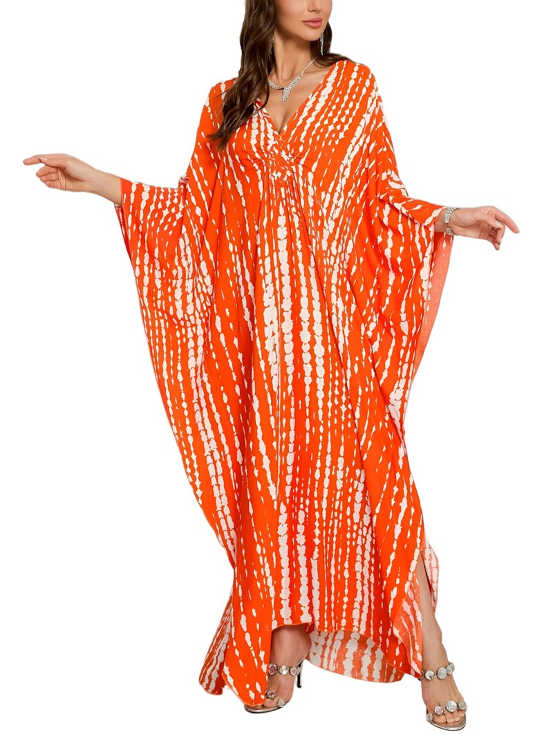 KEYLORTING Womenâ€™s Kaftan Beach Cover Up Dress Plus Size Summer Swimsuit Loungewear Maxi Dress - Image 1