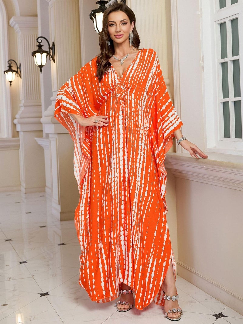 KEYLORTING Womenâ€™s Kaftan Beach Cover Up Dress Plus Size Summer Swimsuit Loungewear Maxi Dress - Image 3
