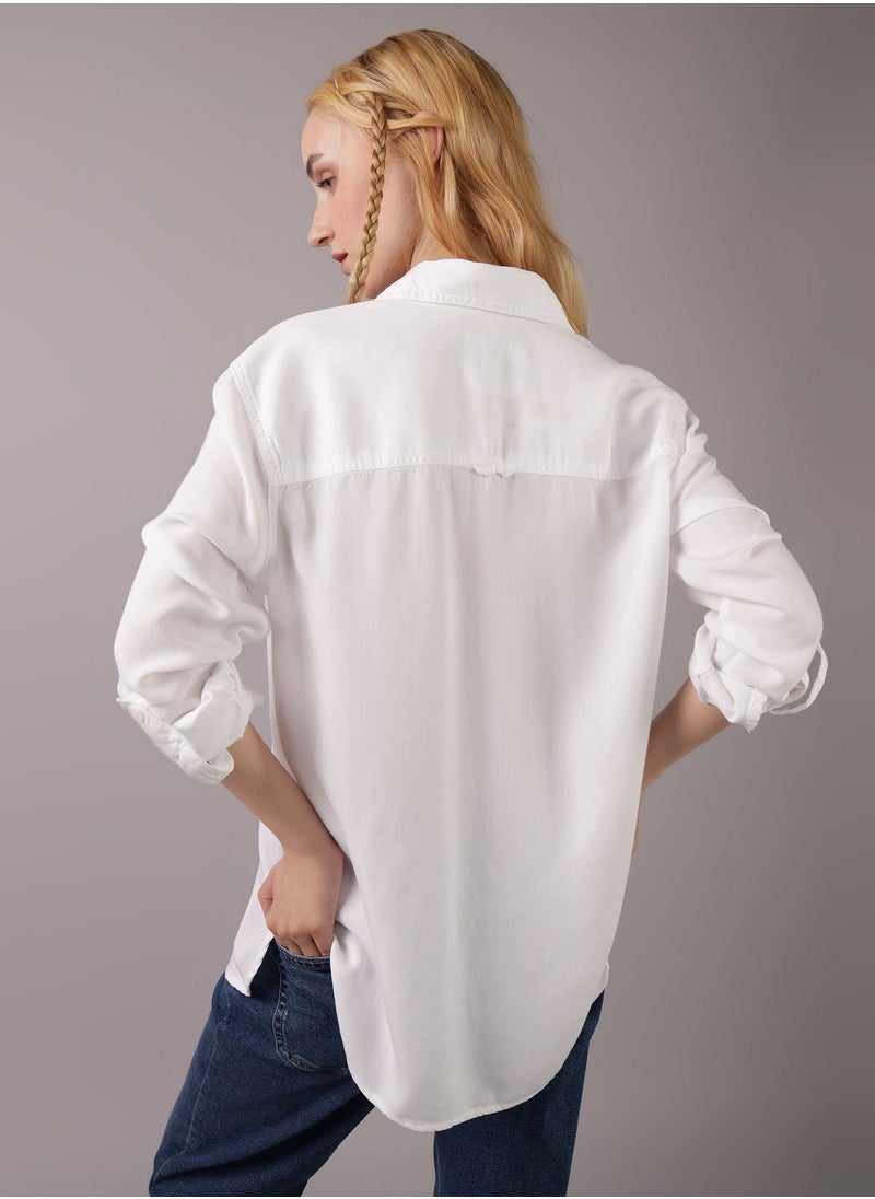 American Eagle - قميص AE بأكمام طويلة وأزرار - Image 1