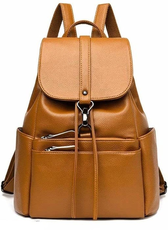 JAISOM Stylish Backpack for Women and Girls| Leather Girl's Travel Casual Collage Bag| Waterproof Anti Thief School Bags| Tuition | Travel| Daypack Bag. (Double Zip-KHAKI) - Image 1
