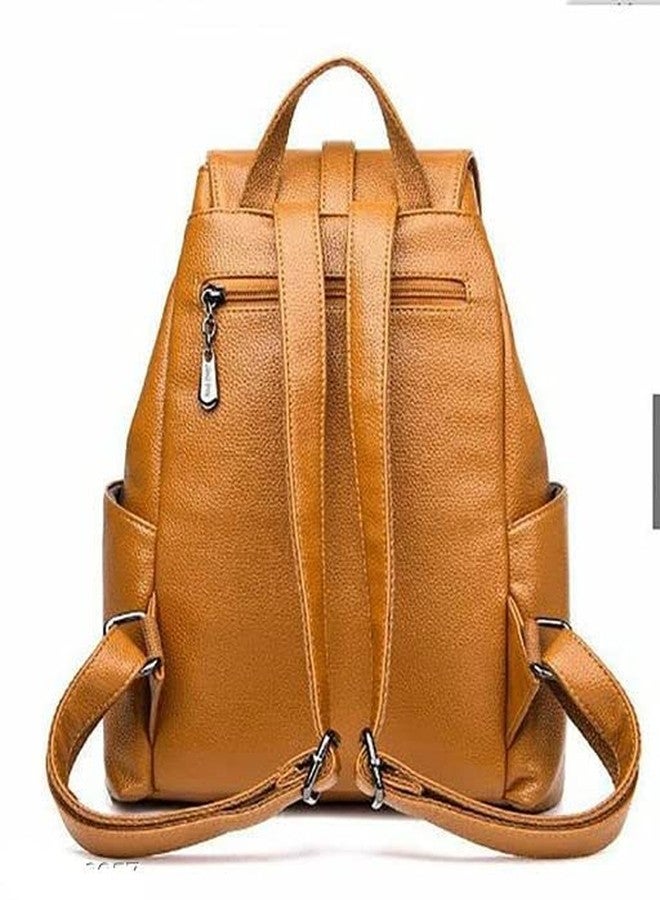 JAISOM Stylish Backpack for Women and Girls| Leather Girl's Travel Casual Collage Bag| Waterproof Anti Thief School Bags| Tuition | Travel| Daypack Bag. (Double Zip-KHAKI) - Image 2