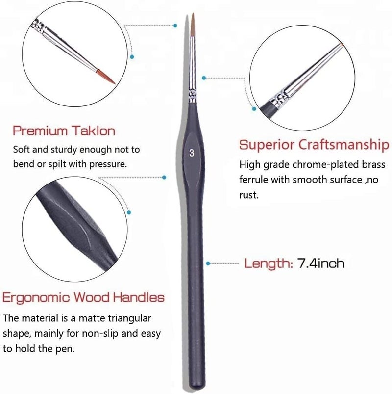 deziine DEZIINE�Artist Paint Brushes-6 Pcs Best Professional Detail Paint Brush, Miniature Brushes Will Keep a Fine Point for Watercolor, Oil, Acrylic, Nail Art & Models  - Image 3