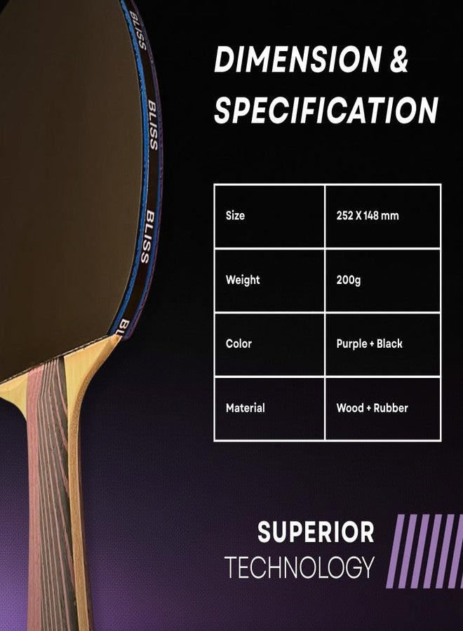 DIOS PRO Table Tennis Racquet - (215 g, Purple) Carbon Fibre Paddle, Professional Ping Pong Bat for Beginners & Corporate Players | High Speed, Control, Spin - Image 4