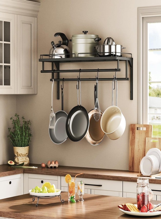 CHOEZON Hanging Pot Rack, Wall-Mounted Pot Rack, Kitchen Cookware Organizer, Metal Pot Rack Holder, for Cookware, Utensils Organization, Black TPR38BB - Image 2