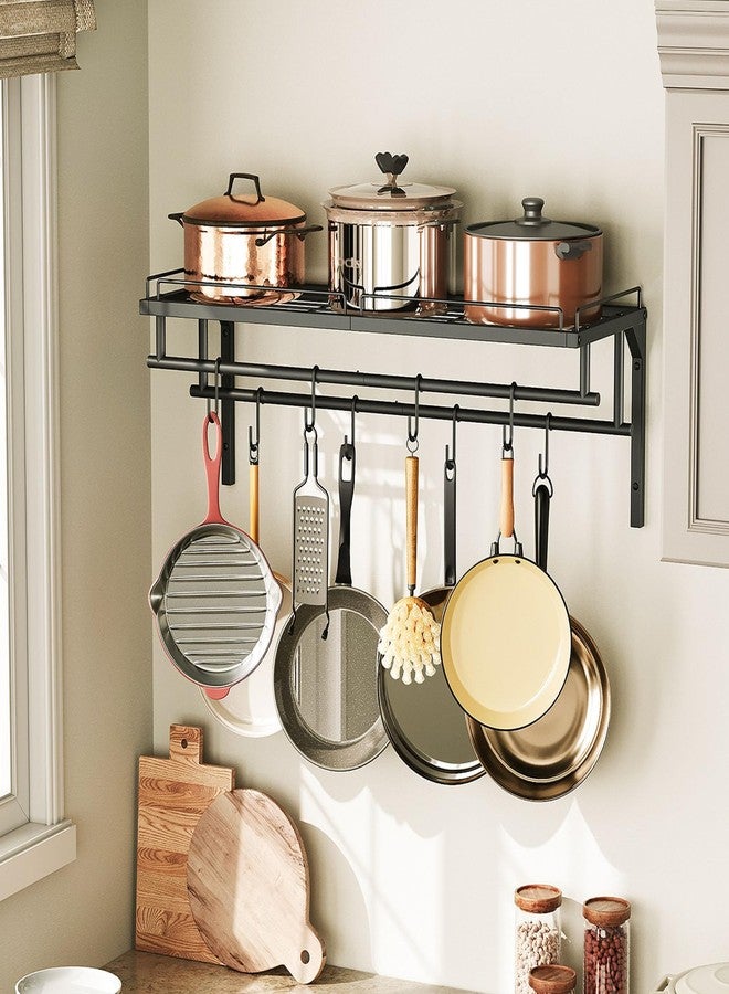 CHOEZON Hanging Pot Rack, Wall-Mounted Pot Rack, Kitchen Cookware Organizer, Metal Pot Rack Holder, for Cookware, Utensils Organization, Black TPR38BB - Image 1