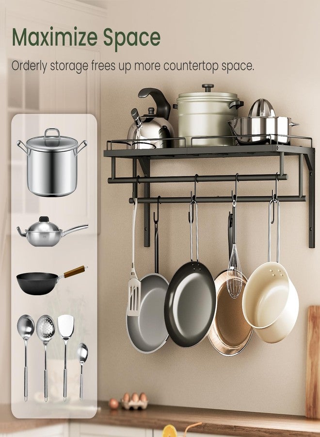 CHOEZON Hanging Pot Rack, Wall-Mounted Pot Rack, Kitchen Cookware Organizer, Metal Pot Rack Holder, for Cookware, Utensils Organization, Black TPR38BB - Image 5