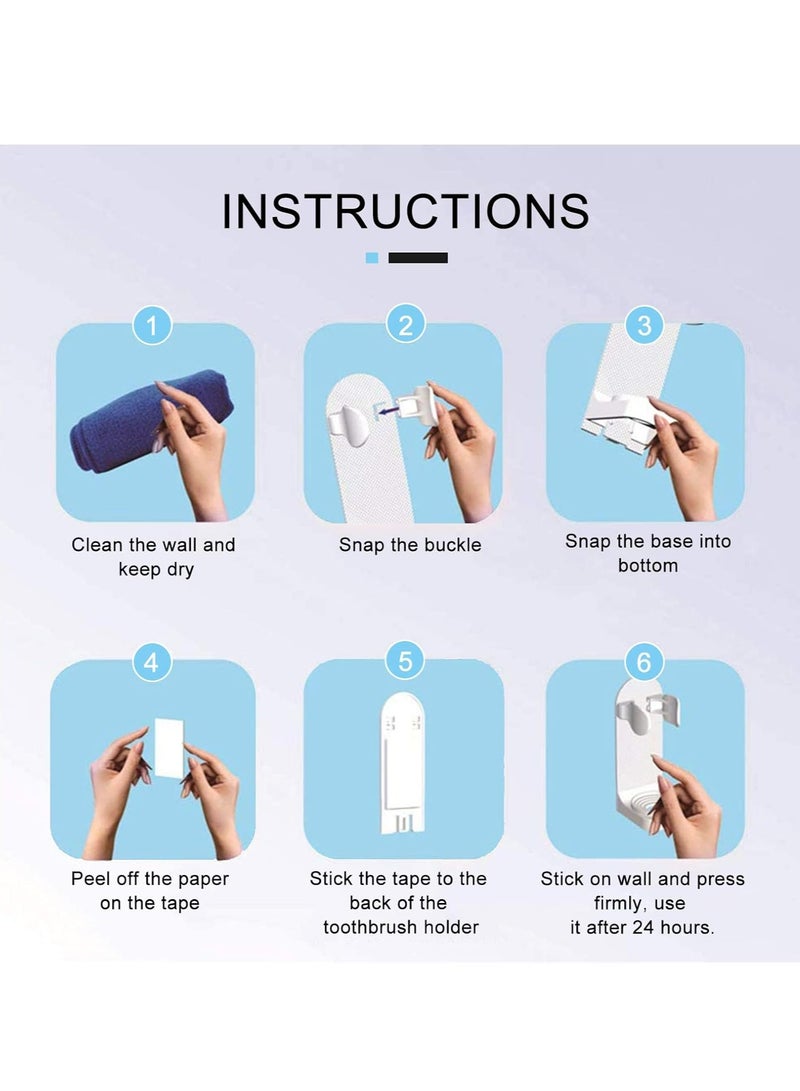 Oasisgalore 2 Pcs Adhesive Electric Toothbrush Holder, Wall Mounted,Space-Saving Tooth Brush Stand to Keep Drying - Image 3