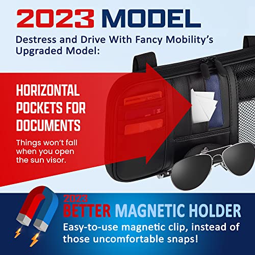 Fancy Mobility Car Sun Visor Organizer – Car, SUV, Truck Interior Accessories - Magnetic Glasses Holder & Full Length Horizontal Pockets, Allows Safe Driving - 12.2 X 6.1 In, Black - Image 2