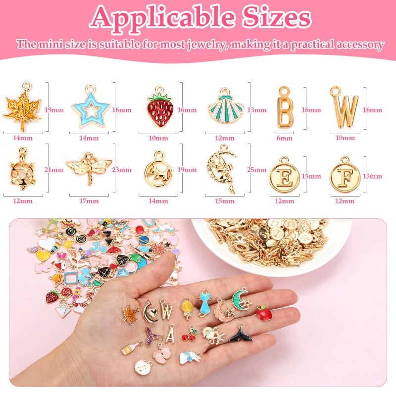 Flasoo 304Pcs Gold Charms for Jewelry Making, Assorted Bracelet Letter Charms for DIY Jewelry Making Necklace Bracelet, Keychains and Crafts - Image 3