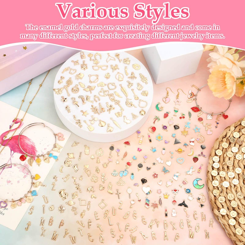 Flasoo 304Pcs Gold Charms for Jewelry Making, Assorted Bracelet Letter Charms for DIY Jewelry Making Necklace Bracelet, Keychains and Crafts - Image 5