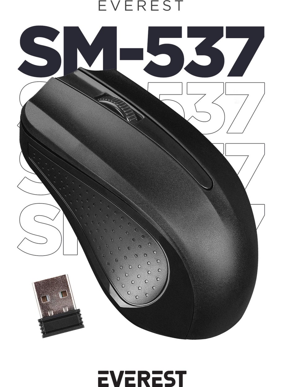 Everest SM-537 USB Black 2.4Ghz Wireless Mouse  - Image 1