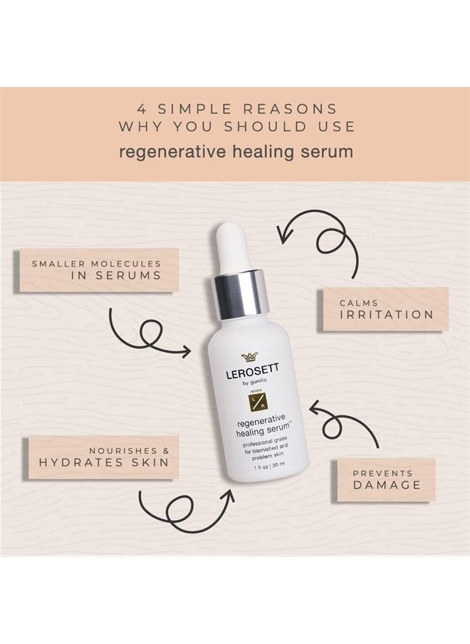 Gunilla Of Sweden - LEROSETT Healing Serum for Acne Scarring, Redness, Breakouts, Irritation, Hydrate, Soothe, Firm, Plump, with Organic Aloe Vera, Collagen, Elastin, Keratin, Vitamin C, Ginseng 1 oz - Image 1