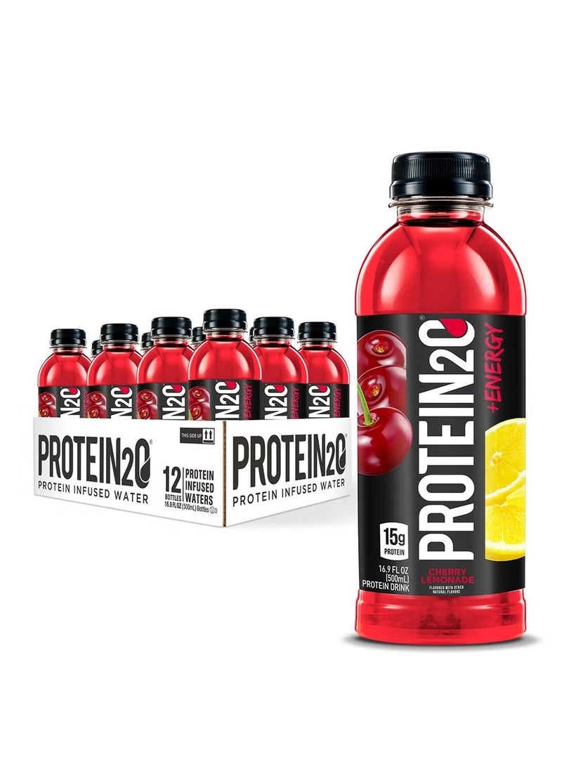 PROTEIN20 Protein2o Protein Infused Water + Energy Cherry Lemonade 500ml – Pack of 12 - Image 4