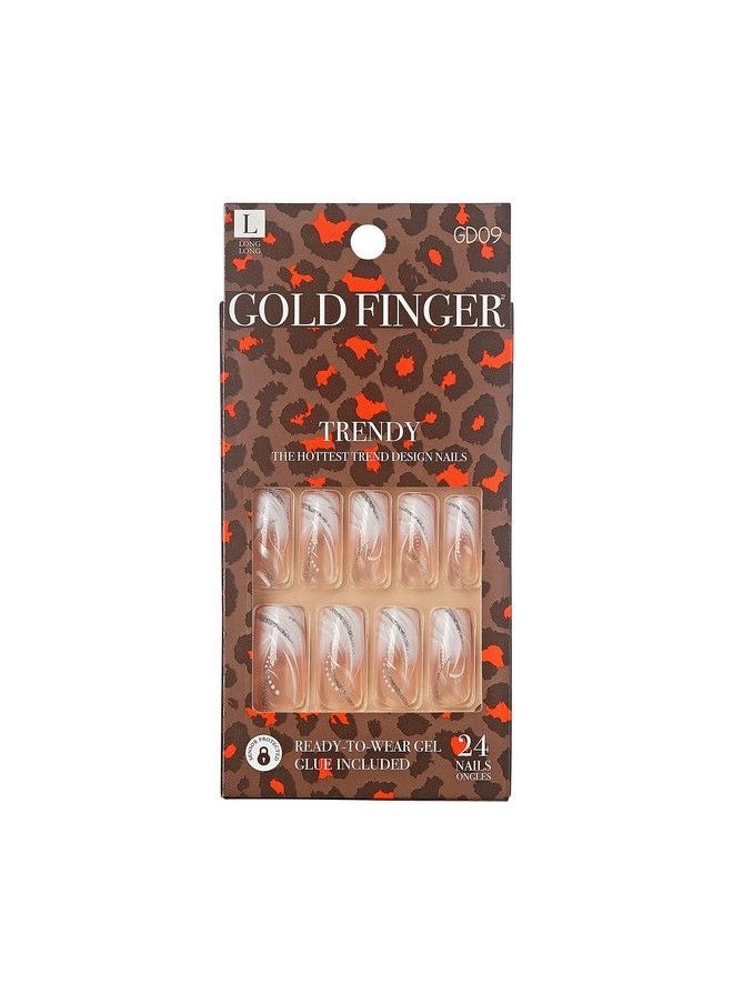 Goldfinger Gold Finger Full Cover Nails Gel Glam Ready To Wear Gel Manicure Long Nails  - Image 1
