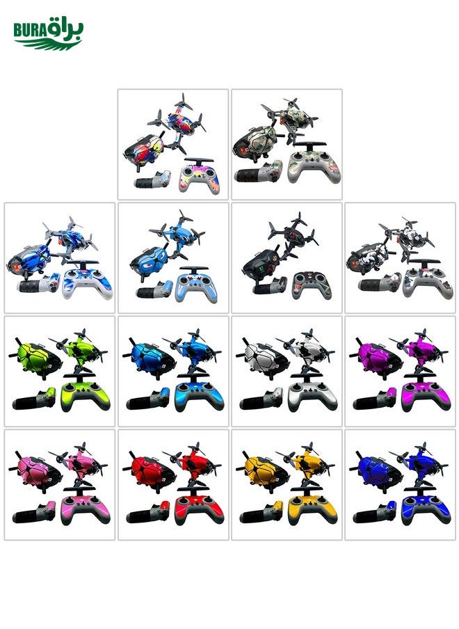 FPV-TZ-SF 4 in 1 Waterproof Anti-Scratch Decal Skin Wrap Stickers Personalized Film Kits for DJI FPV Drone & Goggles V2 & Remote Control & Rocker(Black Pattern)