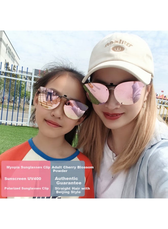 Lovedru Ralph Drew Children's Myopia Dilating Clip-on Sungl Adult Sunshade Sungl Clip-on Anti-uv Anti-glare Sunscreen Anti-glare Cat Ear Color Film Cherry Blossom Pink Clip-on Cat Eye Trendy Clip-on - Image 1