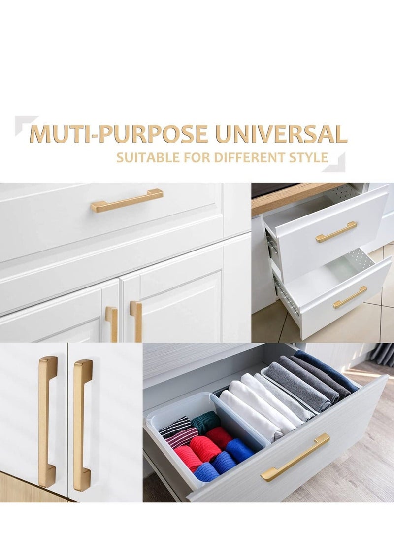 Golden Kitchen Cupboard Handles, Modern Gold Door Handle Aluminum Alloy Cabinet Handle Drawer Pulls Square Furniture Handle Set for Kitchen and Bathroom Cabinets Cupboard6Pcs 128mm - Image 5