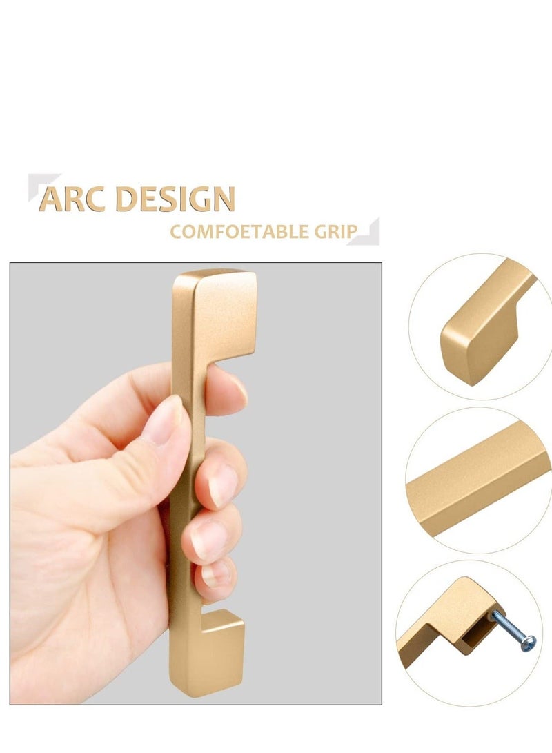Golden Kitchen Cupboard Handles, Modern Gold Door Handle Aluminum Alloy Cabinet Handle Drawer Pulls Square Furniture Handle Set for Kitchen and Bathroom Cabinets Cupboard6Pcs 128mm - Image 3