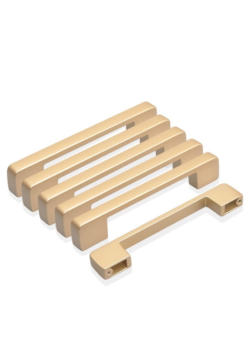 Golden Kitchen Cupboard Handles, Modern Gold Door Handle Aluminum Alloy Cabinet Handle Drawer Pulls Square Furniture Handle Set for Kitchen and Bathroom Cabinets Cupboard6Pcs 128mm - Image 1