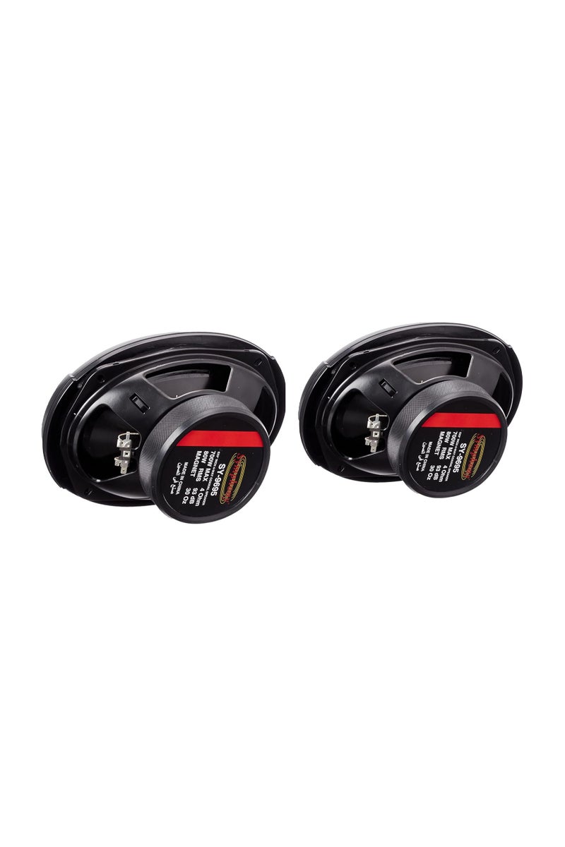 SYMPHONY Model number. SY-9695. Specs. 700WATTS; 6x9-INCH 4-WAY COAXIAL SPEAKER; 6x9-inch Black injection bushed silk; 700w Peak Power; 30Oz Magnet; 4Ohm 1.5 "ASV ... - Image 1