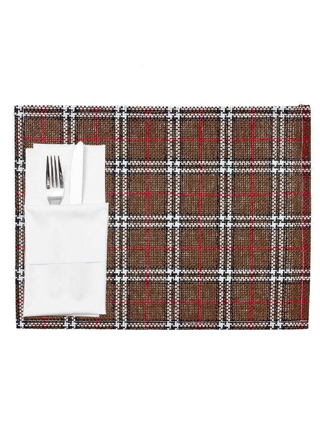 Restaurantware 16 x 12 Inch Dining Table Placemats, Set Of 6 Rectangle Kitchen Table Mats - Vintage Style, Easy To Clean, Plastic Plaid Placemats, Wipeable, Durable - Image 2