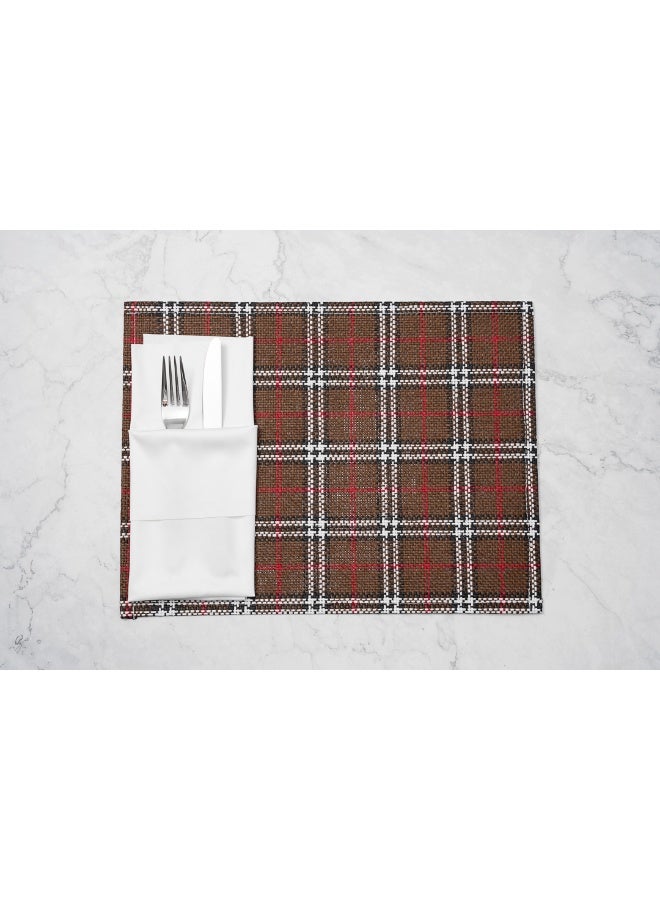 Restaurantware 16 x 12 Inch Dining Table Placemats, Set Of 6 Rectangle Kitchen Table Mats - Vintage Style, Easy To Clean, Plastic Plaid Placemats, Wipeable, Durable - Image 3