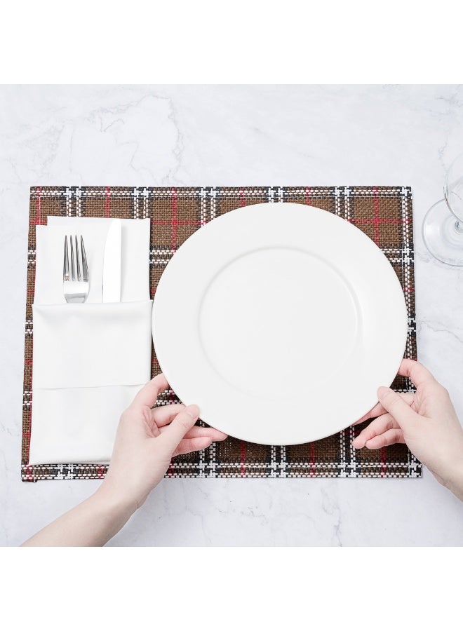 Restaurantware 16 x 12 Inch Dining Table Placemats, Set Of 6 Rectangle Kitchen Table Mats - Vintage Style, Easy To Clean, Plastic Plaid Placemats, Wipeable, Durable - Image 5