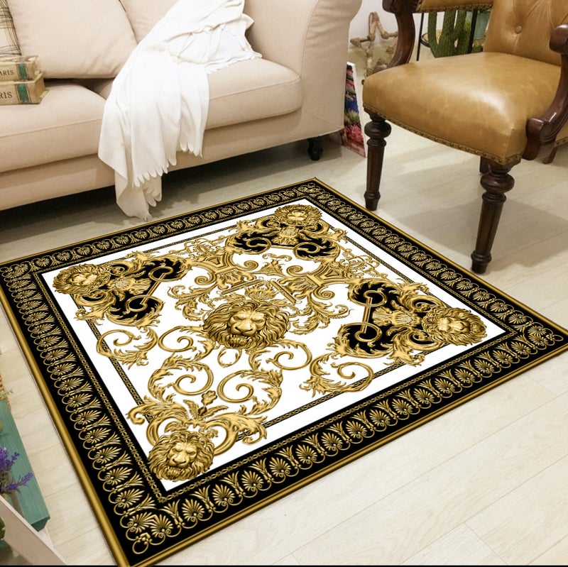 European Style Square Living Room Rug - Full-coverage Sofa Blanket, Washable and Customizable