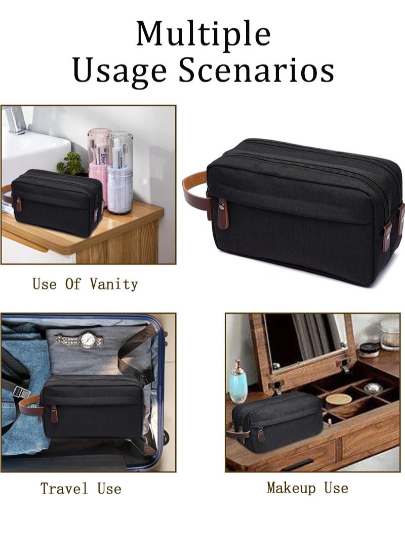 KHAJUL Waterproof Toiletry Bag, Large Capacity Travel Organizer for Men and Women, Two Compartments, Portable for Business Trip or Home Use (Black) - Image 4