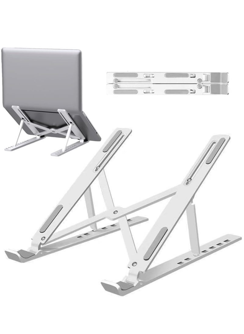 ECVV Portable Laptop Stand for Desk, 13-Angles Adjustable Foldable Laptop Riser ABS Ergonomic Notebook Stand, Compatible with Laptops and iPad(11-17") (White)  - Image 1