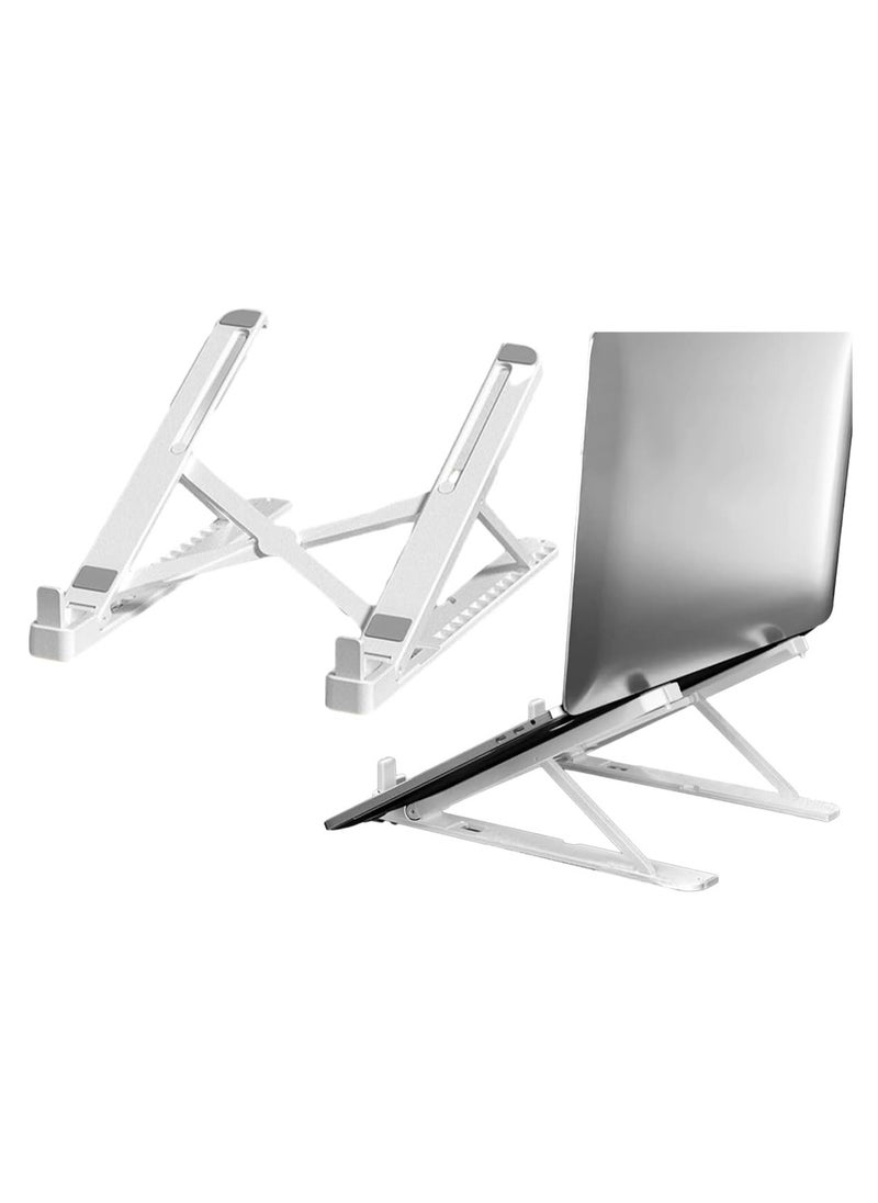 ECVV Portable Laptop Stand for Desk, 13-Angles Adjustable Foldable Laptop Riser ABS Ergonomic Notebook Stand, Compatible with Laptops and iPad(11-17") (White)  - Image 2