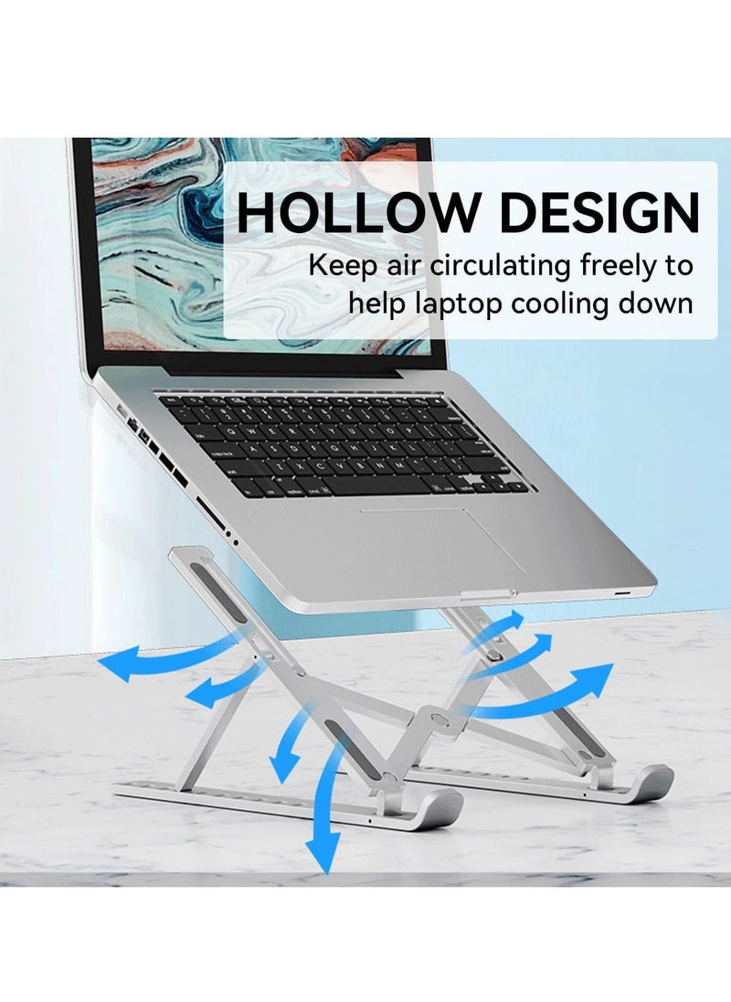 ECVV Portable Laptop Stand for Desk, 13-Angles Adjustable Foldable Laptop Riser ABS Ergonomic Notebook Stand, Compatible with Laptops and iPad(11-17") (White)  - Image 3