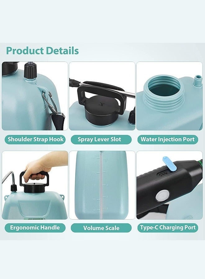 Bukela 1.35 Gallon/5L Battery Powered Sprayer, Electric Sprayer with USB Rechargeable Handle, Portable Garden Sprayer with Telescopic Wand, 3 Mist Nozzles and Adjustable Shoulder Strap - Image 4