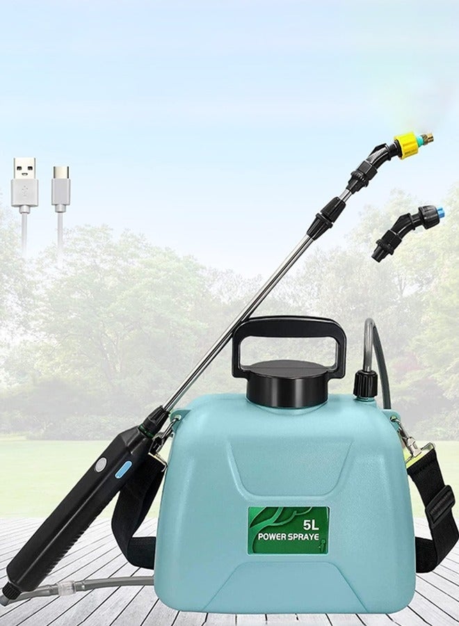 Bukela 1.35 Gallon/5L Battery Powered Sprayer, Electric Sprayer with USB Rechargeable Handle, Portable Garden Sprayer with Telescopic Wand, 3 Mist Nozzles and Adjustable Shoulder Strap - Image 2