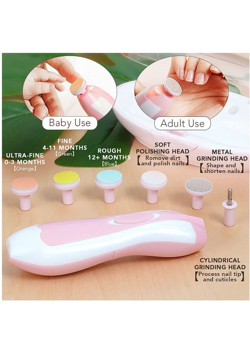 إلترازون Premium Baby Nail Trimmer Electric Safe Baby Nail Clippers, Manicure Set, Trim Polish Grooming kit for Newborn Toddler or Adults Toes Fingernails, Pink - Image 2