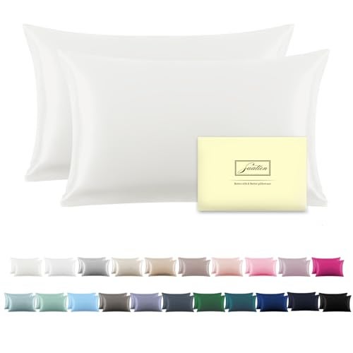 Silk Pillow Cases 2 Pack Soft Breathable and Sliky King Size Pillow Cases Set of 2Natural Mulberry Satin Silk Pillowcase with Hidden Zipper for Hair and Skin Ivory20X 362pcs