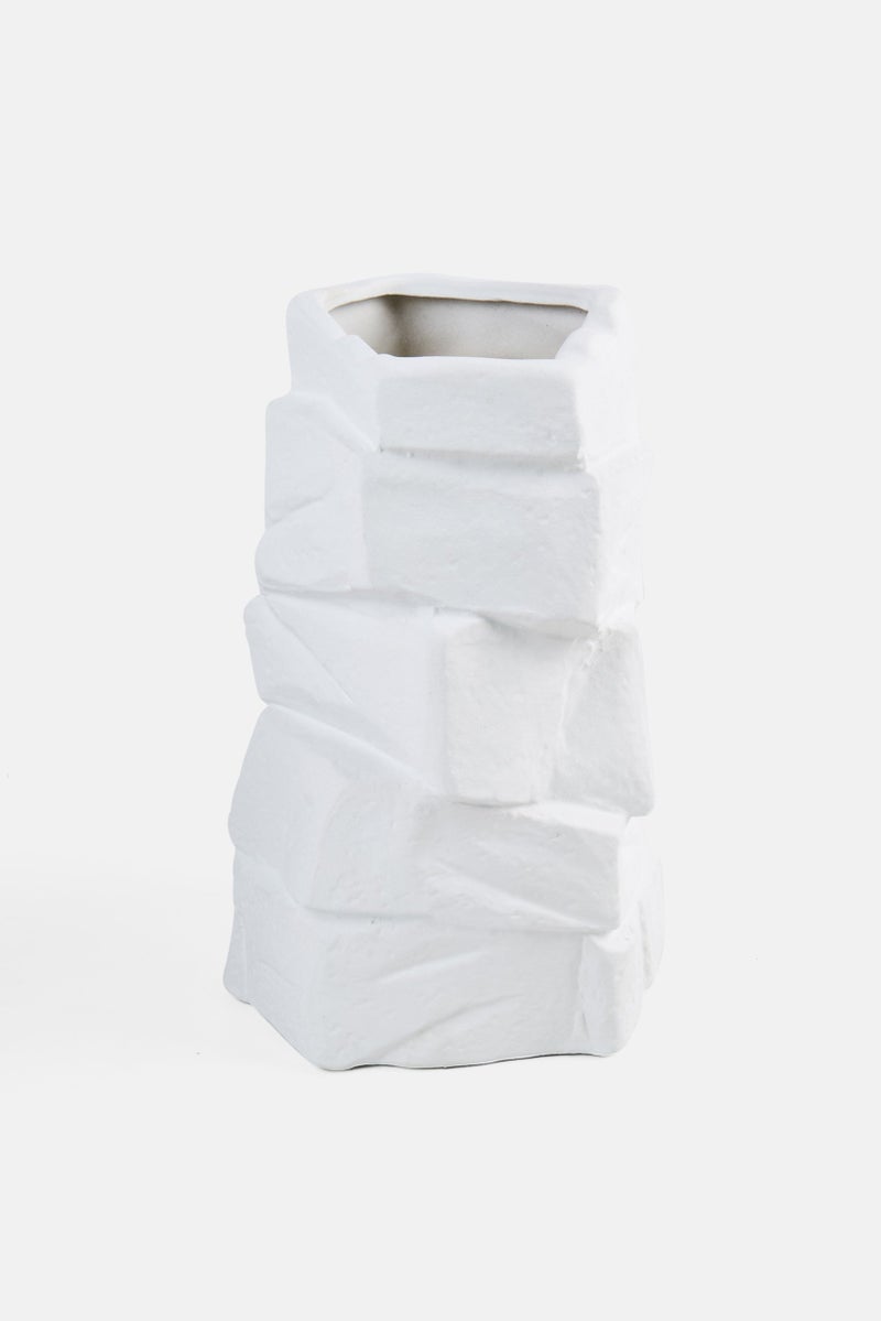 Muy Mucho Decorative Stoneware Flower Vase, White  - Image 2