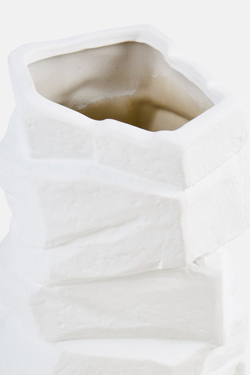 Muy Mucho Decorative Stoneware Flower Vase, White  - Image 3
