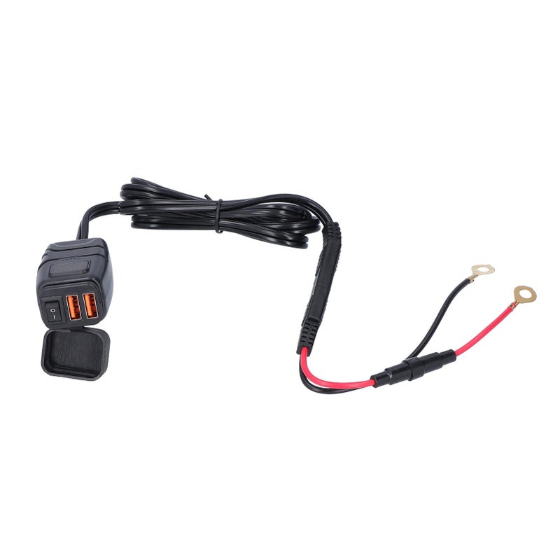 Motorcycle USB Charger With Voltmeter On Off Switch ABS Port For Phone - Image 2