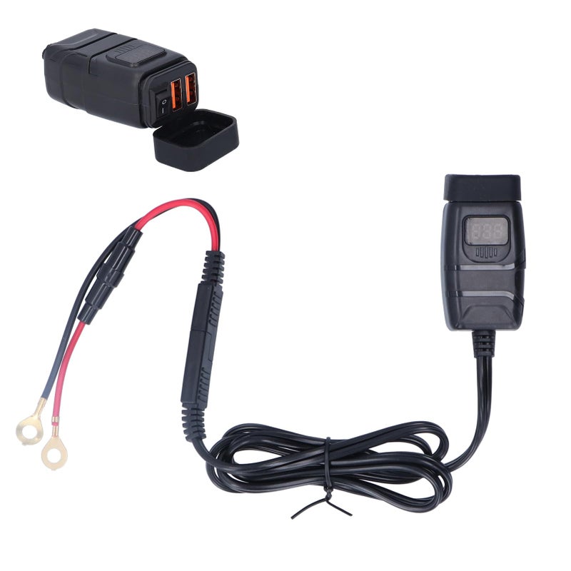 Motorcycle USB Charger With Voltmeter On Off Switch ABS Port For Phone - Image 3