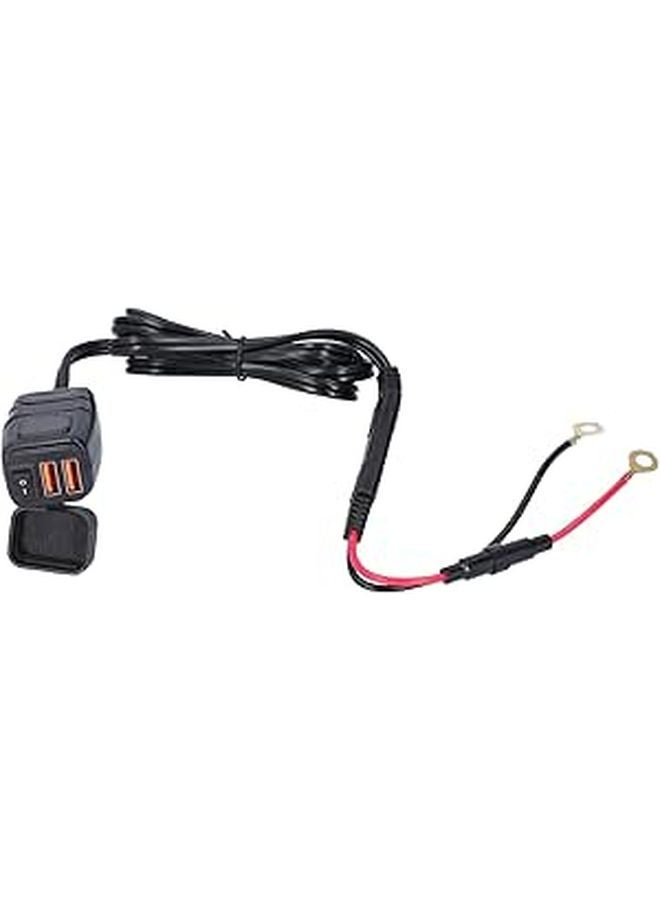 Motorcycle USB Charger With Voltmeter On Off Switch ABS Port For Phone - Image 1