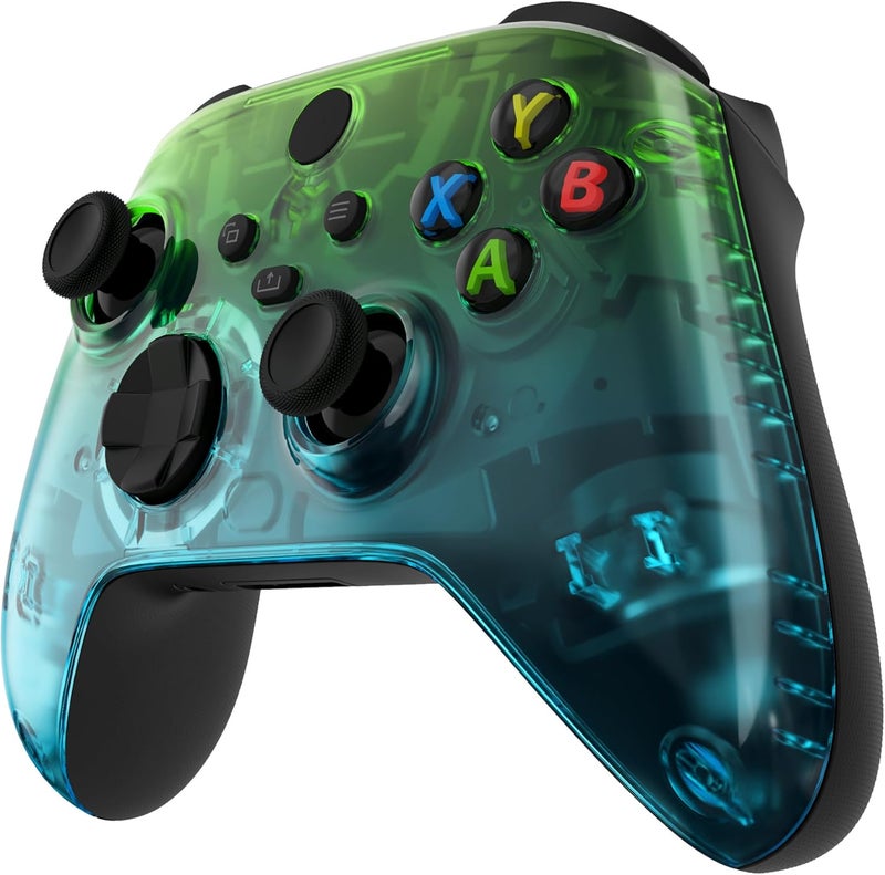 eXtremeRate غلاف شفاف لجهاز تحكم Xbox Series X S واقي لوحة أمامية مجموعة استبدال غلاف لجهاز تحكم Xbox Series S X-لا يشمل جهاز التحكم (Green Blue) - Image 5