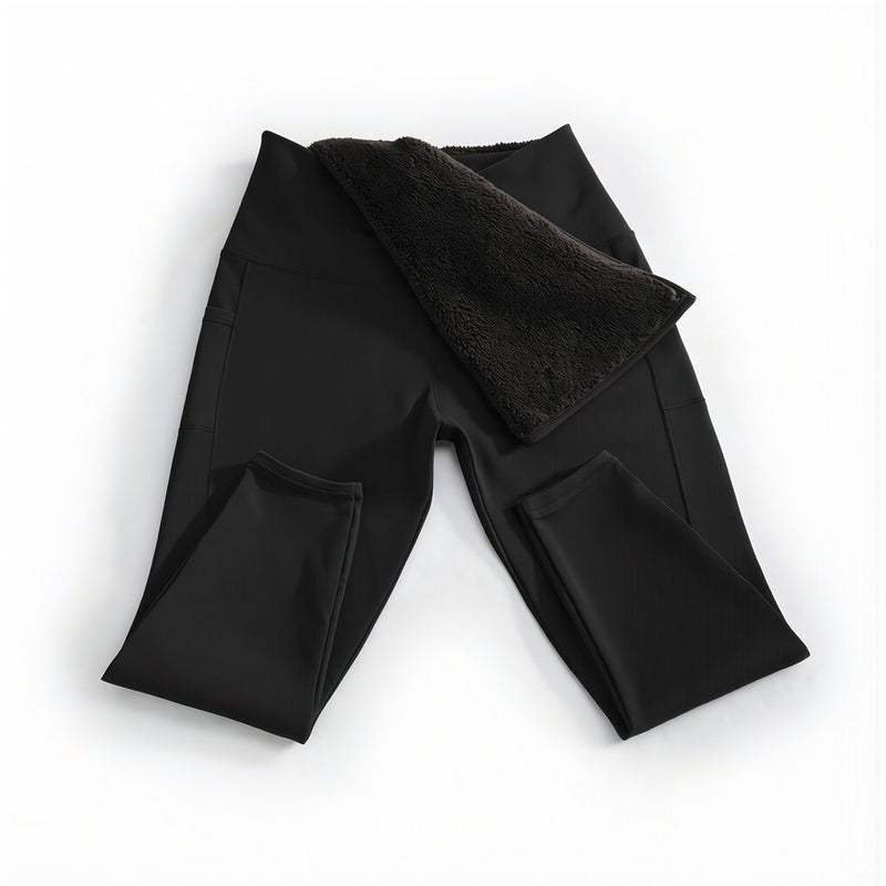 Lightweight Fleece Leggings Women Thin Breathable No Bulge Pocketed Grey S - Image 4