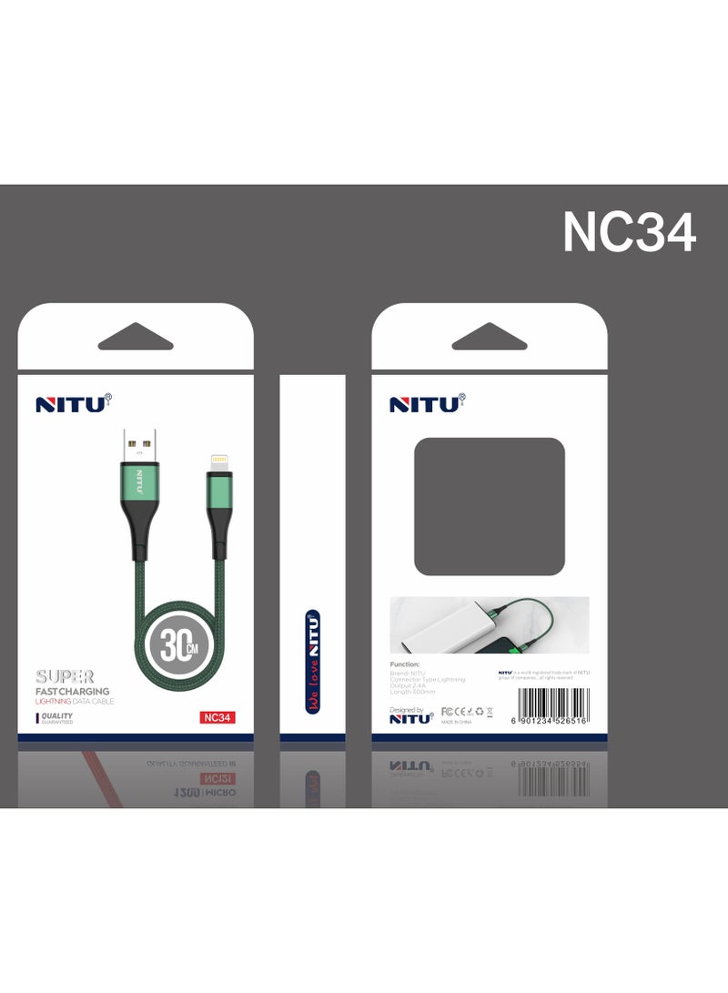 نيتو Nitu USB To Lighting Data Cable 30cm - Image 1