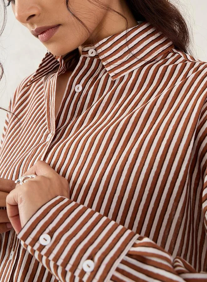 Femmella Femmella  Cotton Striped Buttoned Shirt