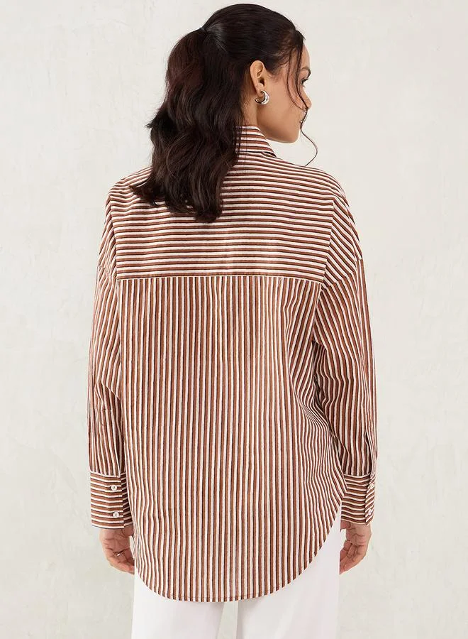 Femmella Femmella  Cotton Striped Buttoned Shirt